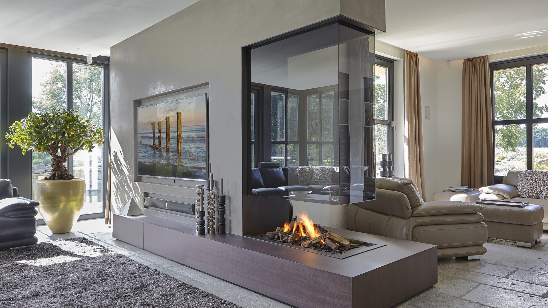 double sided gas fireplace