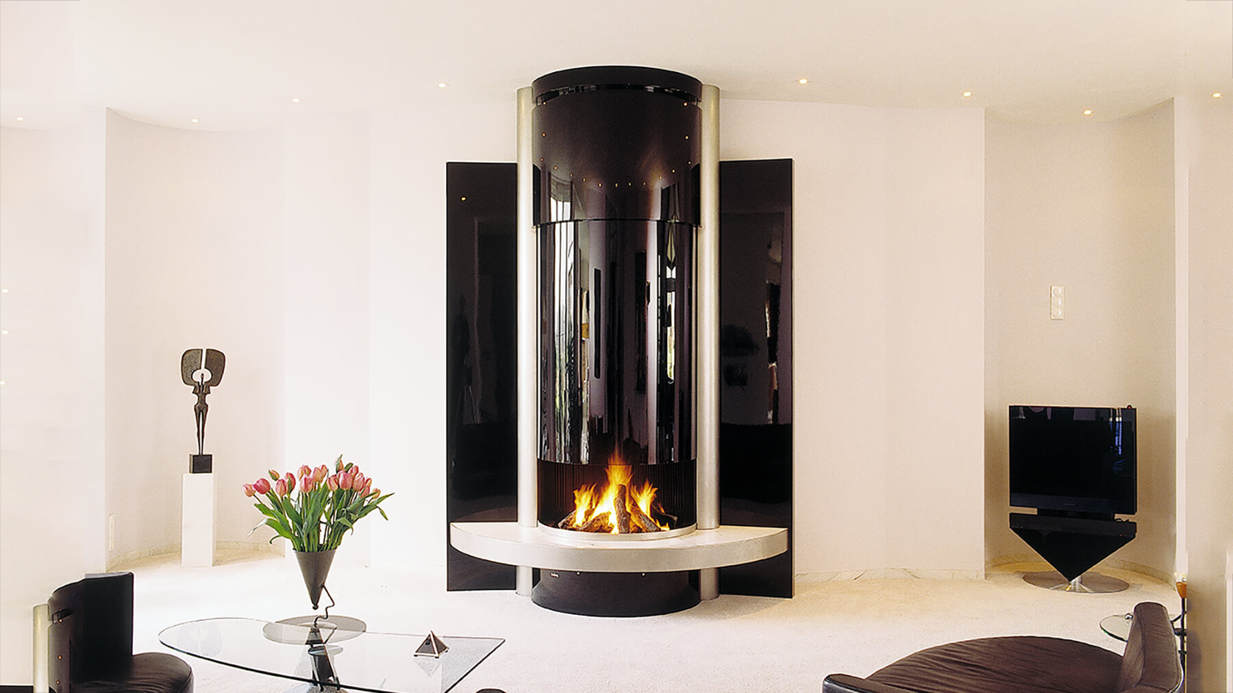 luxury glass fireplace