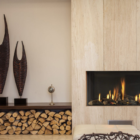 contemporary high efficiency hole in the wall gas fire