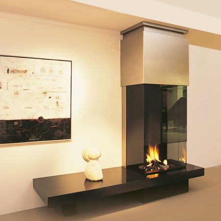 modern wall fire with glass