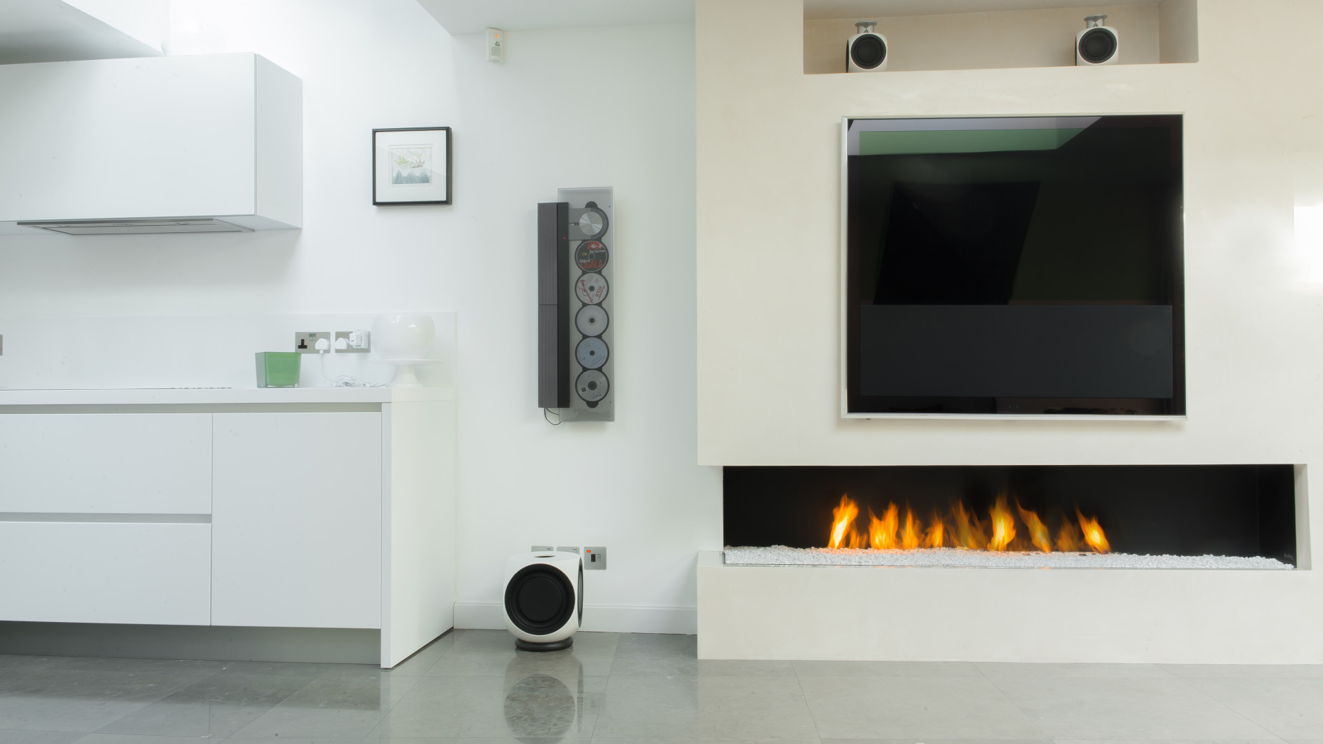 modern corner fireplace