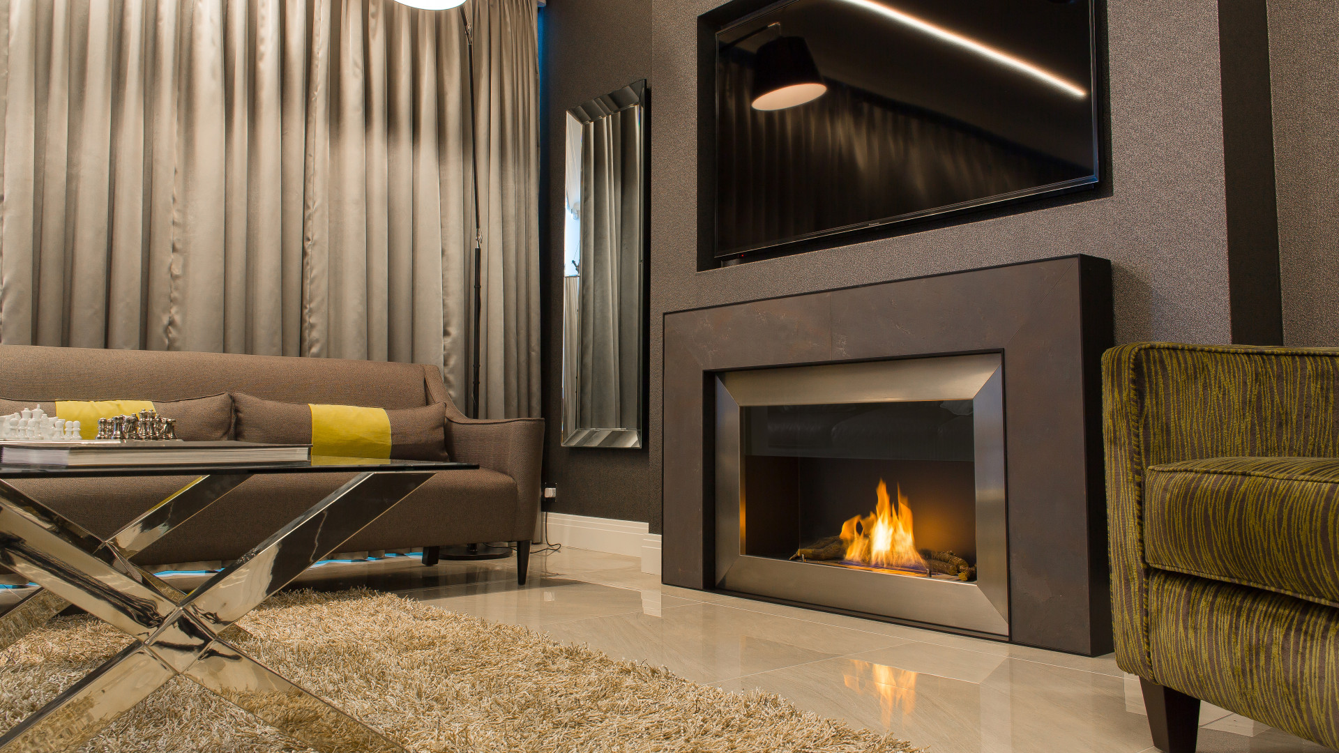 844BR Slate Designer Fireplace I Modern Mantel