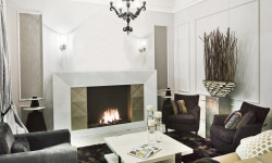 white and gold designer fireplace