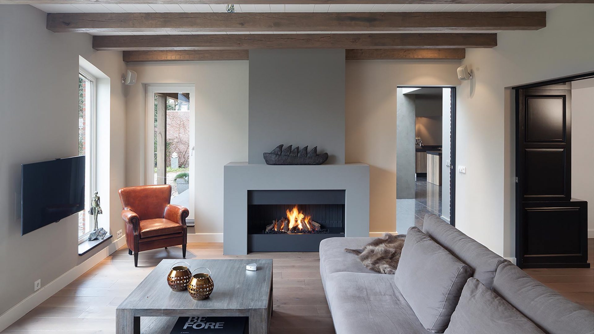 modern fireplaces - wall fire