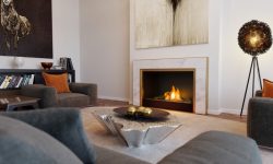 white and gold modern fireplace by Modus Fireplaces