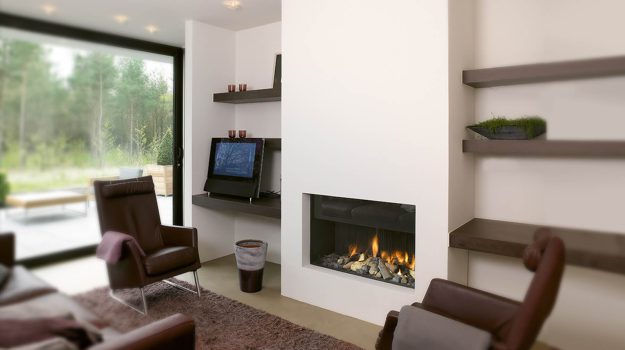 844BR wall fire which is a contemporary hole in the wall fireplace, overlooking the main lounge area