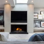 wide shot of the 844lh black gas fireplace