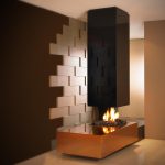 67 black gold suspended fireplace with a striking focal feature that stands out in any room