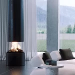 close up of 999 suspended fireplace