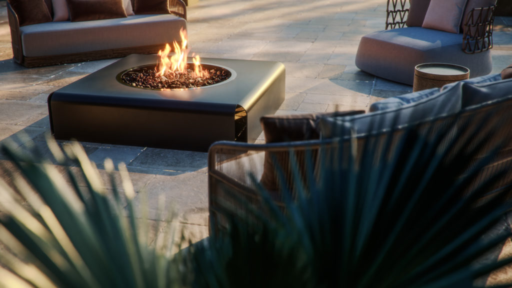 outdoor gas firepit black steel