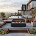 Steel outdoor coffee table firepit