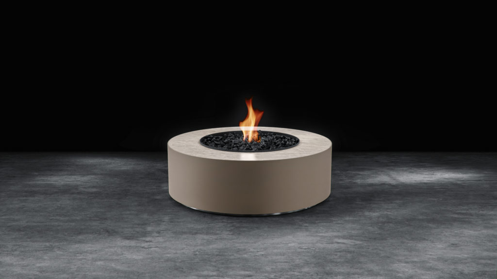 Custom outdoor gas firepit with marble top