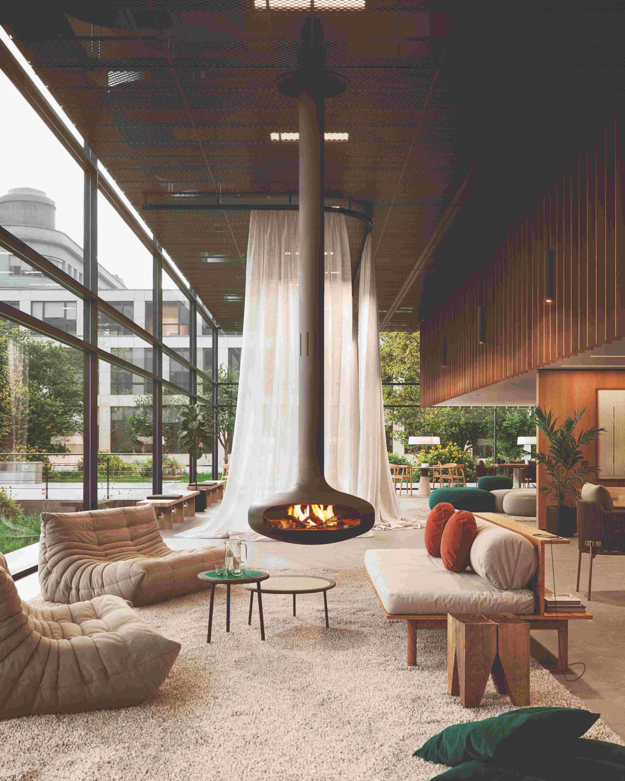 Domo Focus Bioethanol Suspended fireplace