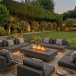 Rectangular Fire table at dusk